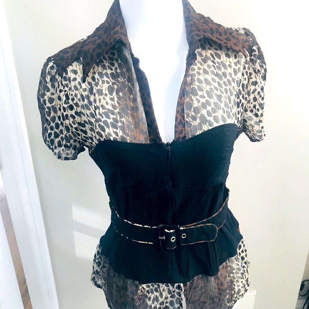 - Animal print top with built in bustier Sz Sm